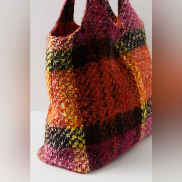 Anna Sui Plaid Tote Bag-Magenta Multi - Picture 4 of 9